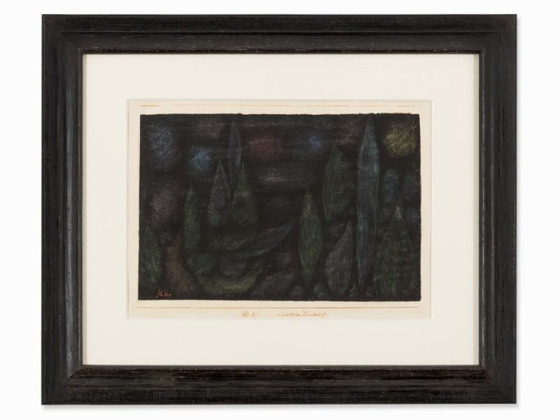 Paul Klee (1879-1940), Nächtliche Landschaft, Farbstift, 1937 Farbstiftzeichnung auf schwarz - Image 4 of 11