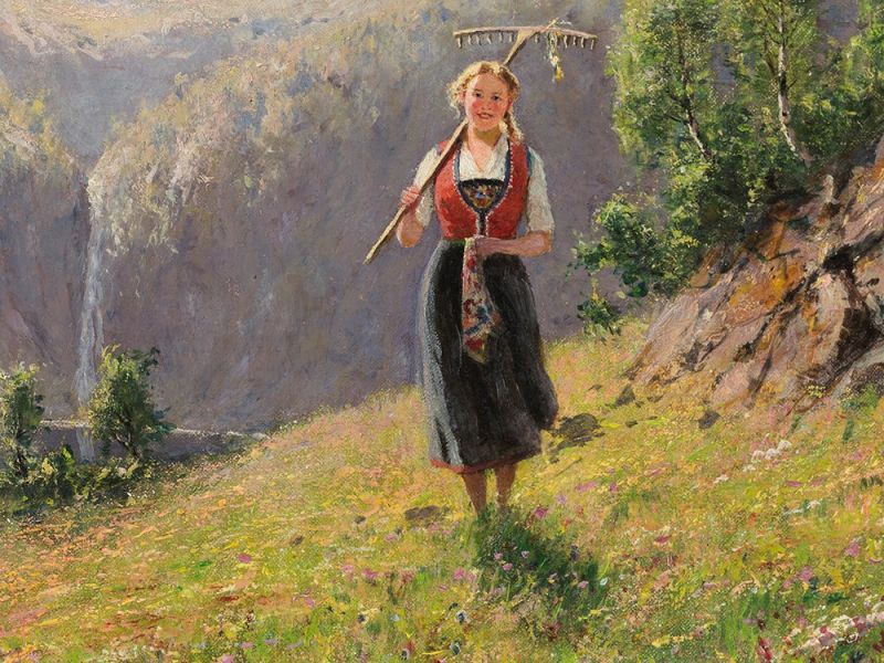 Hans Dahl (1849-1937), Mädchen im Sommerlichen Fjord, um 1910 Öl auf LeinwandNorwegen, um 1910Hans - Image 5 of 12