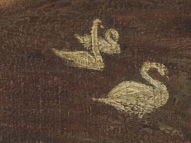 Ettore Burzi (1872-1937), Gewässer mit Schwänen, Öl, 1907 Öl auf Leinwand, doubliertSchweiz, - Image 6 of 10