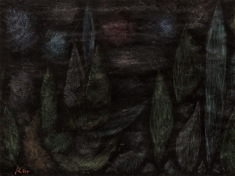 Paul Klee (1879-1940), Nächtliche Landschaft, Farbstift, 1937 Farbstiftzeichnung auf schwarz - Image 2 of 11