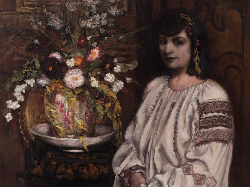 Émile Bernard, La Sicilienne au Bouquet de Fleurs, 1922 Öl auf Papier, auf Karton aufgelegtItalien/