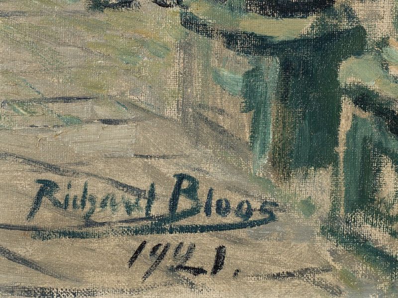 Richard Bloos (1878-1956), Stadtweinhaus in Münster, Öl, 1921  Öl auf Leinwand Deutschland, 1921 - Image 4 of 9