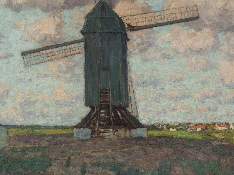 Alfred Zoff (1852-1927), Windmühle, Öl, um 1902/1903 Öl auf Leinwand Österreich, um 1902/ - Image 7 of 12