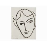 Henri Matisse (1869-1954), Tête de Jeune Fille, Tusche, 1950 Tuschpinselzeichnung auf feinem
