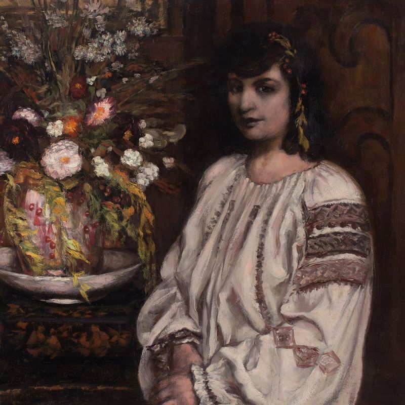 Émile Bernard, La Sicilienne au Bouquet de Fleurs, 1922 Öl auf Papier, auf Karton aufgelegtItalien/ - Image 10 of 10