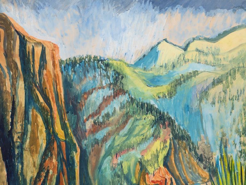 Bruno Krauskopf (1892-1960), Fjordlandschaft, Gouache, um 1940  Gouache und Aquarell auf