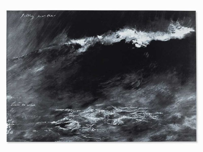 Tacita Dean, Horizon/Rain/Filthy Weather, 3 Serigrafien, 1998 Folge von 3 Serigrafien auf schwarz - Image 7 of 11