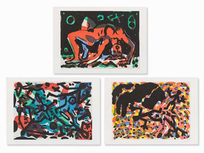 A.R. Penck, Aus „Berlin Suite“, 3 Farbaquatinten, 1990 3 Farbaquatinten auf festem Velin
