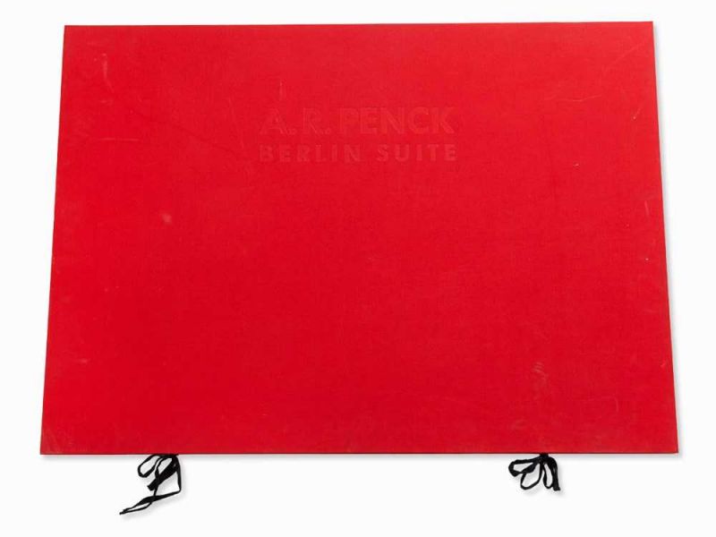 A.R. Penck, Berlin Suite, Vollständiges Mappenwerk, 1990 Mappenwerk mit 10 Farbaquatinten auf - Image 14 of 15