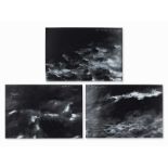Tacita Dean, Horizon/Rain/Filthy Weather, 3 Serigrafien, 1998 Folge von 3 Serigrafien auf schwarz