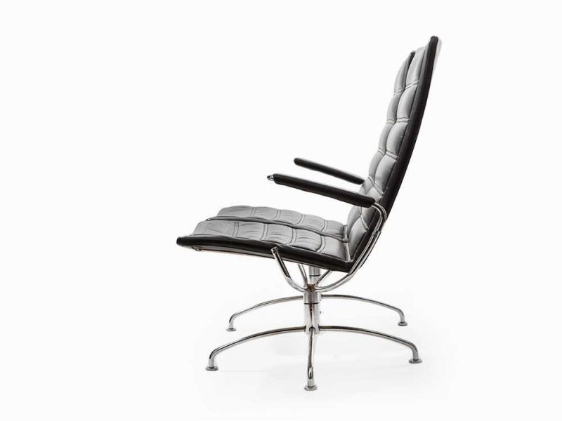 Jens Ammundsen, Garnitur „SAS“, Fritz Hansen, Dänemark, 1978 Chrom, Leder, schwarzDänemark, - Image 8 of 10