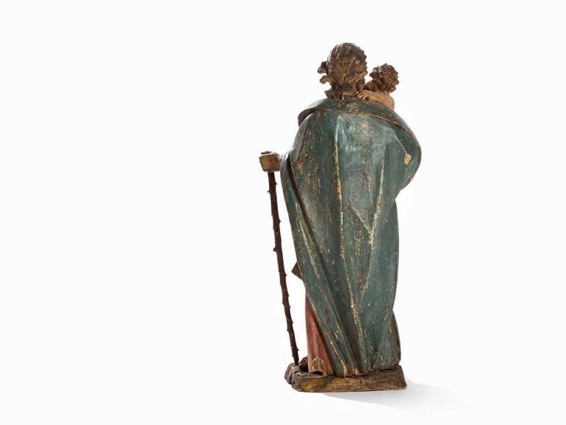 Geschnitzte Skulptur des Josef von Nazareth, Deutschland,18.Jh. Linde, geschnitzt und polychrom - Image 5 of 6