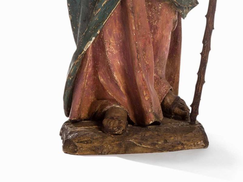 Geschnitzte Skulptur des Josef von Nazareth, Deutschland,18.Jh. Linde, geschnitzt und polychrom - Image 3 of 6