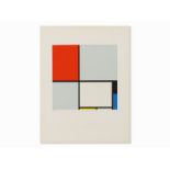 Nach Piet Mondrian, „Composition rouge, jaune et bleue“, 1957 Farbserigrafie auf leichtem