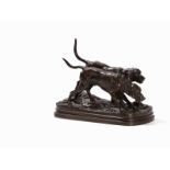 Alfred Dubucand, Zwei Jagdhunde, Bronze, Frankreich, um 1880 Bronze, patiniertFrankreich, um