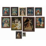 11 Hinterglasbilder mit Religiösen Motiven, Spanien 19. Jh. Öl hinter Glasmeist Spanien, 19. Jh 11