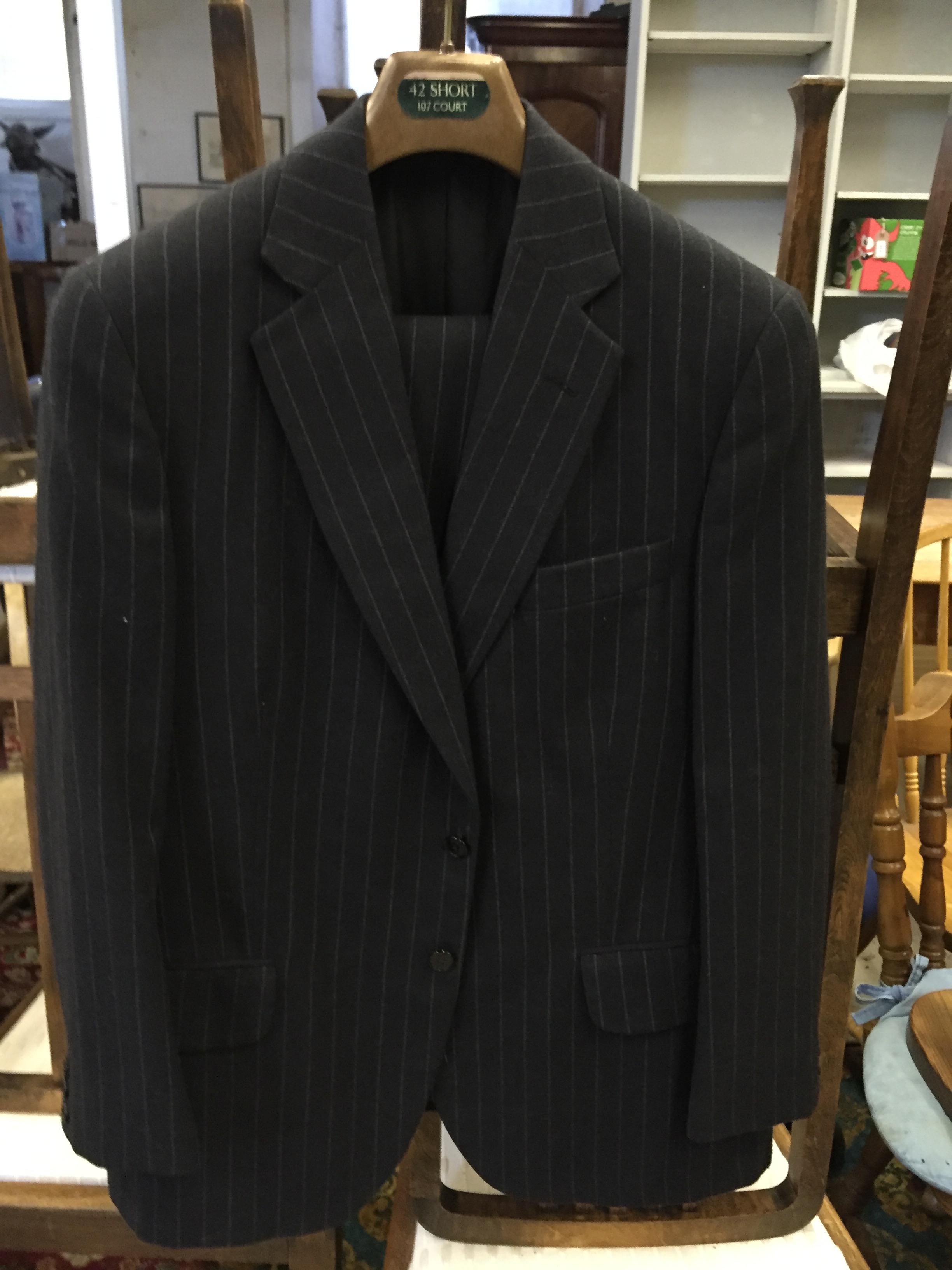 Bespoke Charcoal Grey Pin Stripe Gents Wool Two Piece Suit made by Daks/Simpson of London.