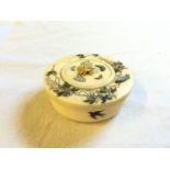 Japanese Meiji period ivory pill box with two part lid,