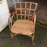 A wicker chair.