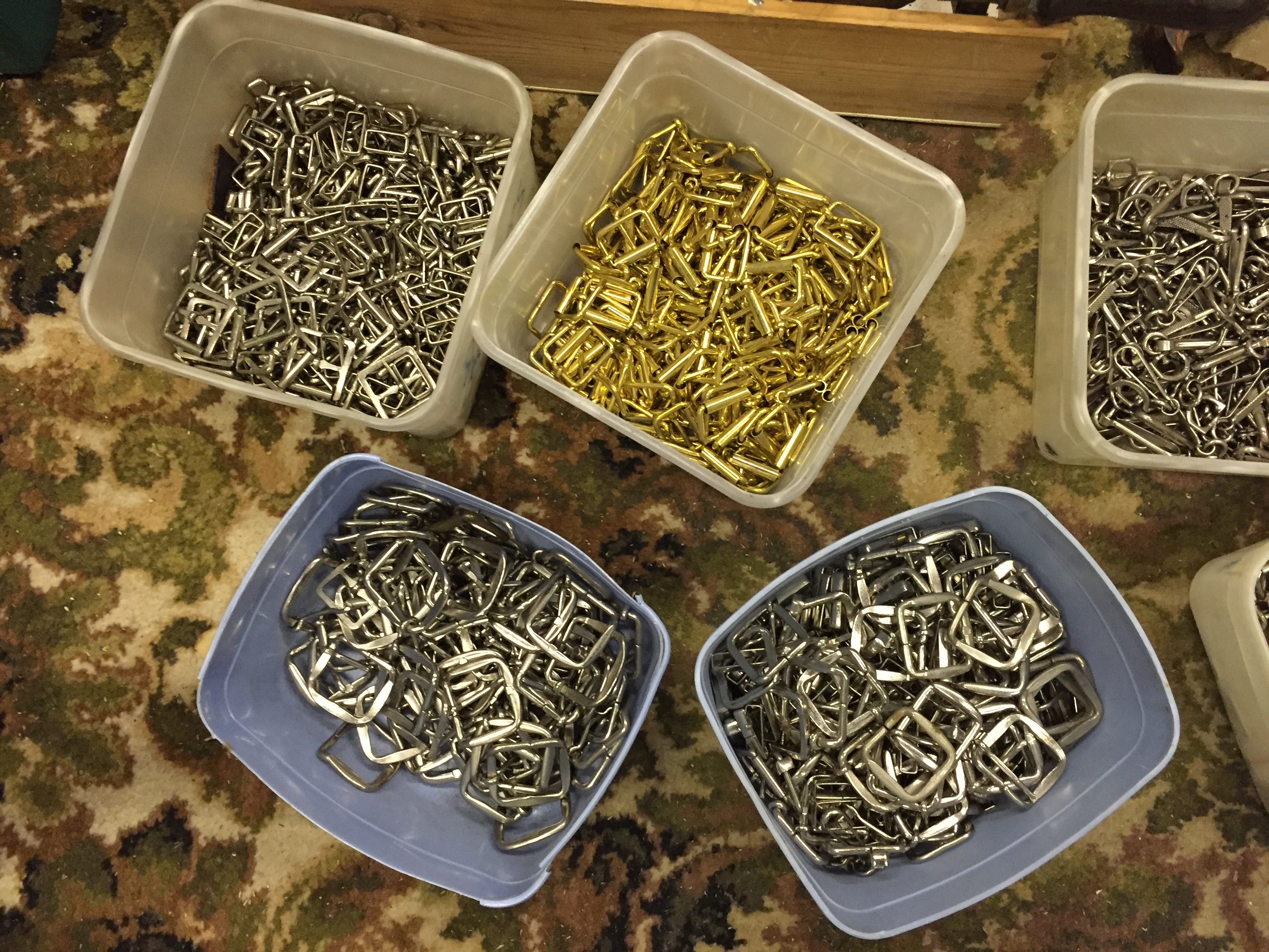 A large selection of belt buckles and clasps for making belts tools and cobblers shoe lasts. - Image 2 of 6