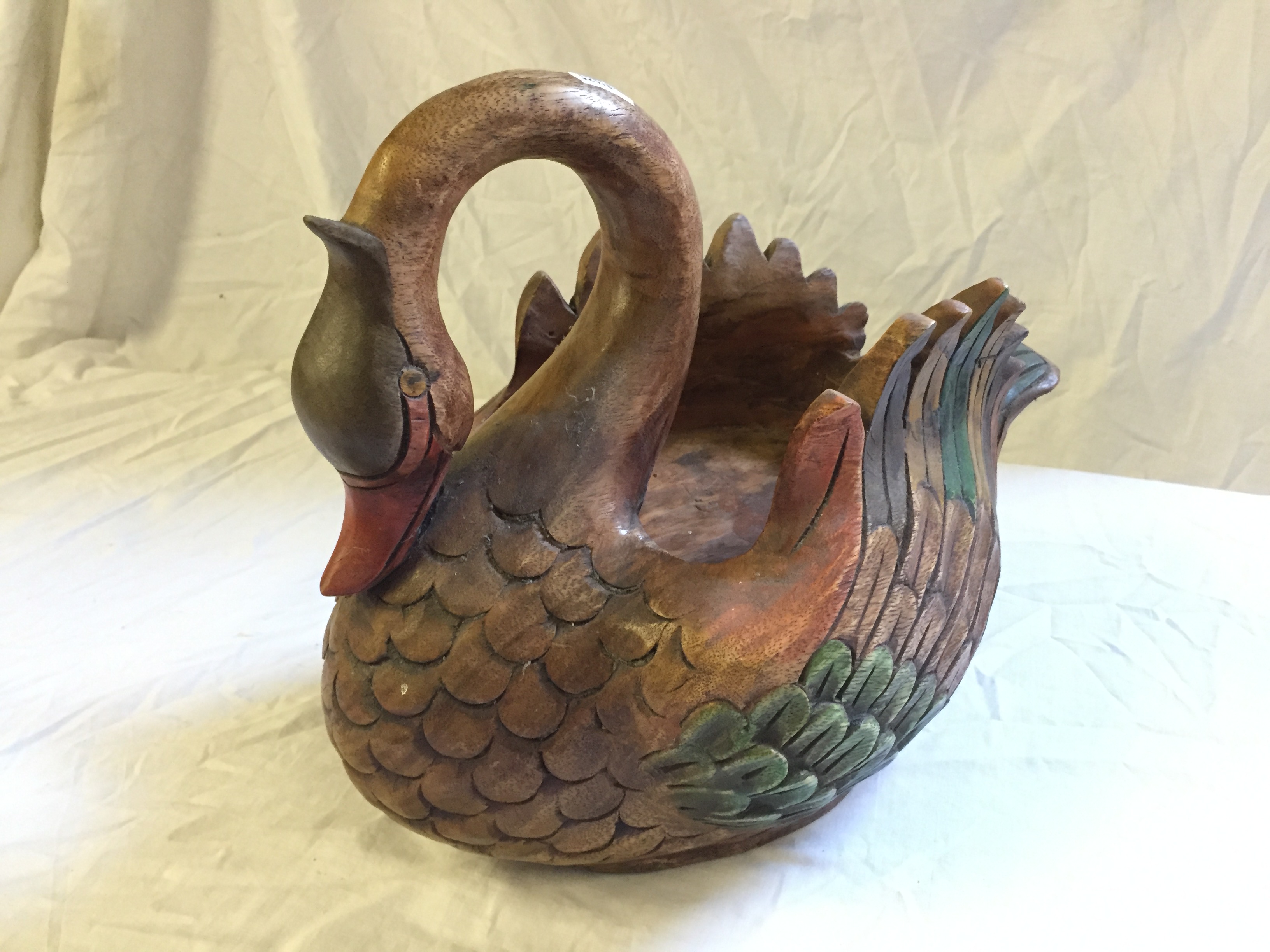 A wooden swan.