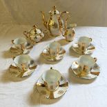 A six piece Czechoslovakian coffee set.