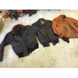 Three leather Jackets one Cooper type A2 size 38 R Cooper defence contract devision,