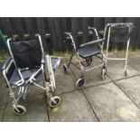 A wheelchair and two other motability aids.