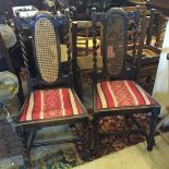 A pair of bergere backed dining chairs with barley twist spindles.