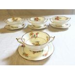 Four Paragon hand painted soup bowls and saucers.