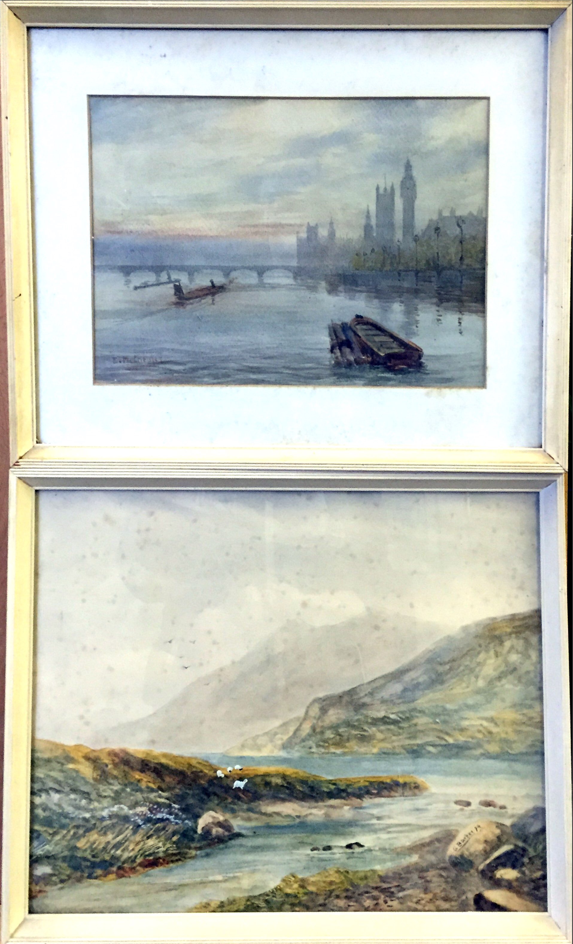 Two watercolours one G Barker 74 the oth