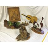 Wooden carvings and ornaments including