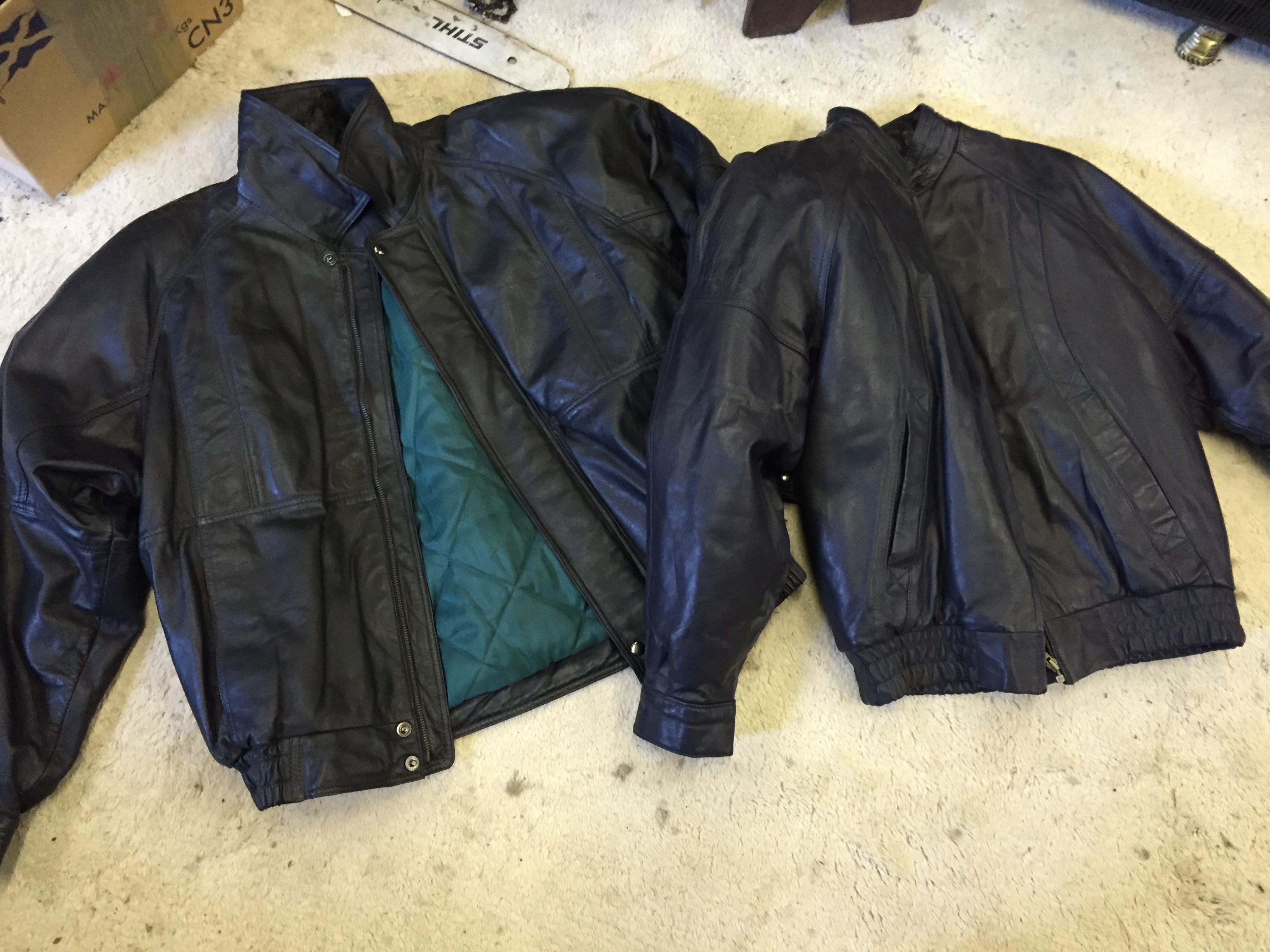 One medium one small bomber style leather jackets.