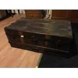 A timber strapped cabin chest /trunk 340 mm H x 820 mm L x 460 mm D
