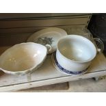 Various ceramics including a jelly mould a n a bed pot.