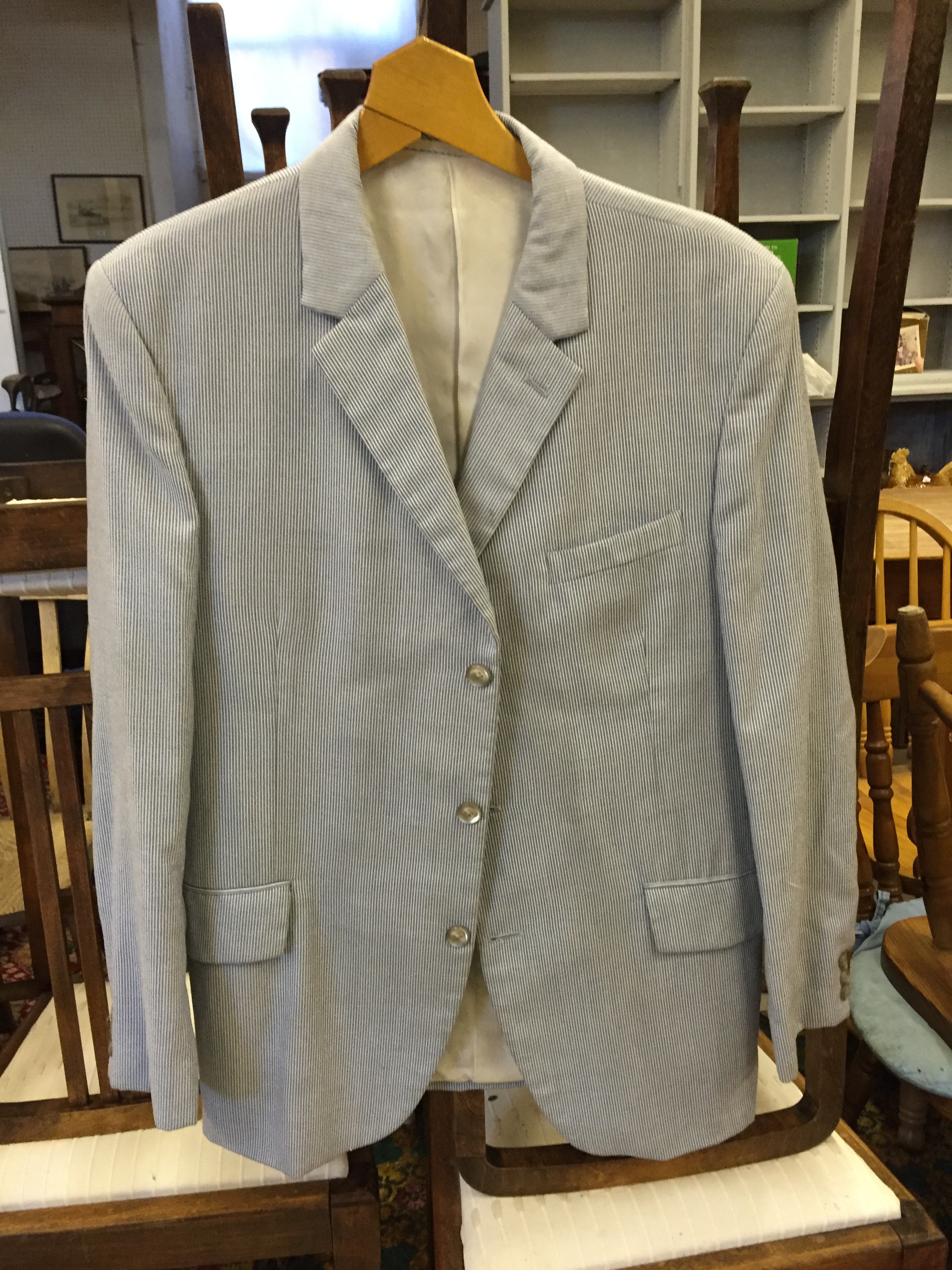 Gents Summer Blue and White Striped Jacket size 40"