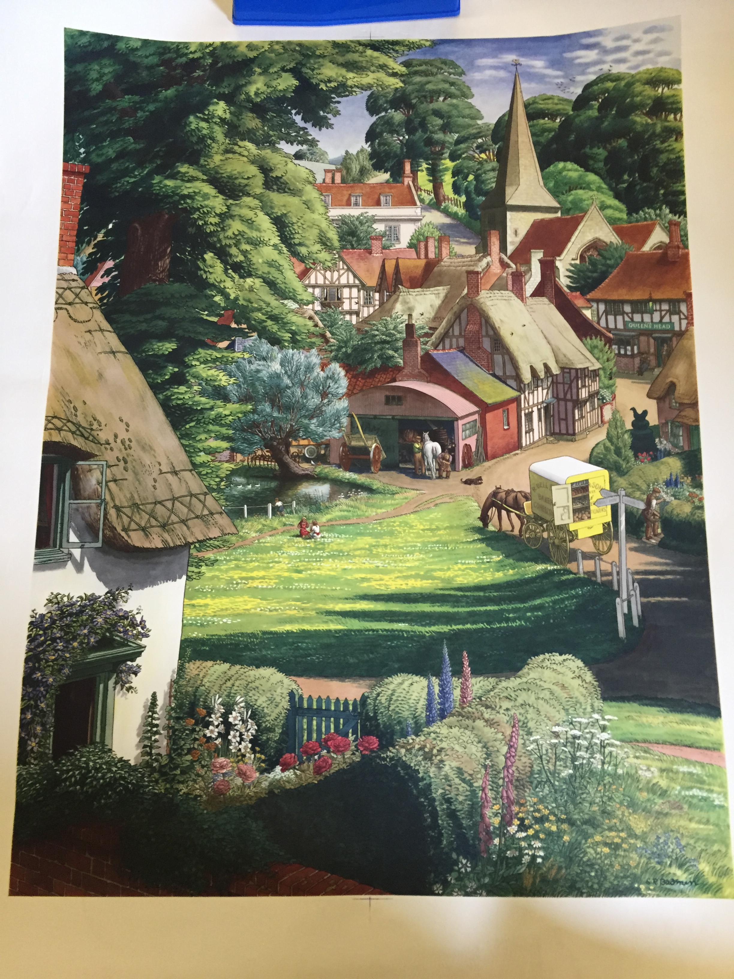 Four prints posters A village scene G R Badman, A Whitbread Advertising poster, - Image 2 of 5