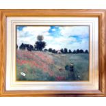 A framed print by Monet Poppy Fields.