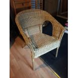 A wicker armchair.