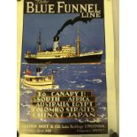 Six posters, The Blue Line Funnel Line Poster, a boatyard scene, spitfires bu Frank 65,