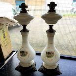 Two Victorian oil lamps without glass.