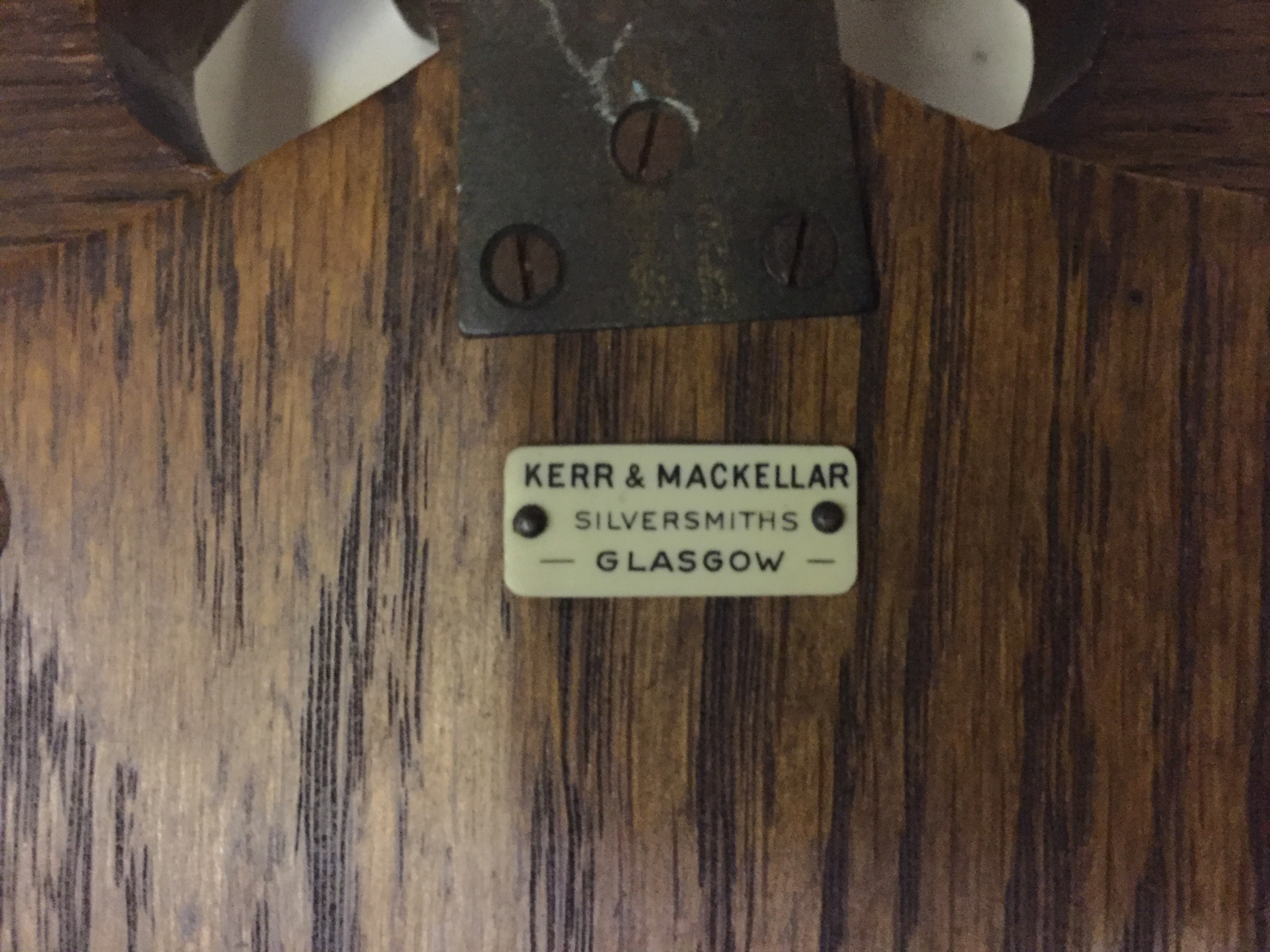 A Victorian Oak Banjo Barometer 840 mm H by Kerr and Mackeller Silversmiths Glasgow with a snail - Image 8 of 8