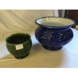 Two glazed plant pots one marked S A Mare