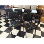 Six leather upholstered dining chairs with two carvers Beresford & Hicks.