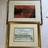 Two prints of Newcastle swing bridge.
