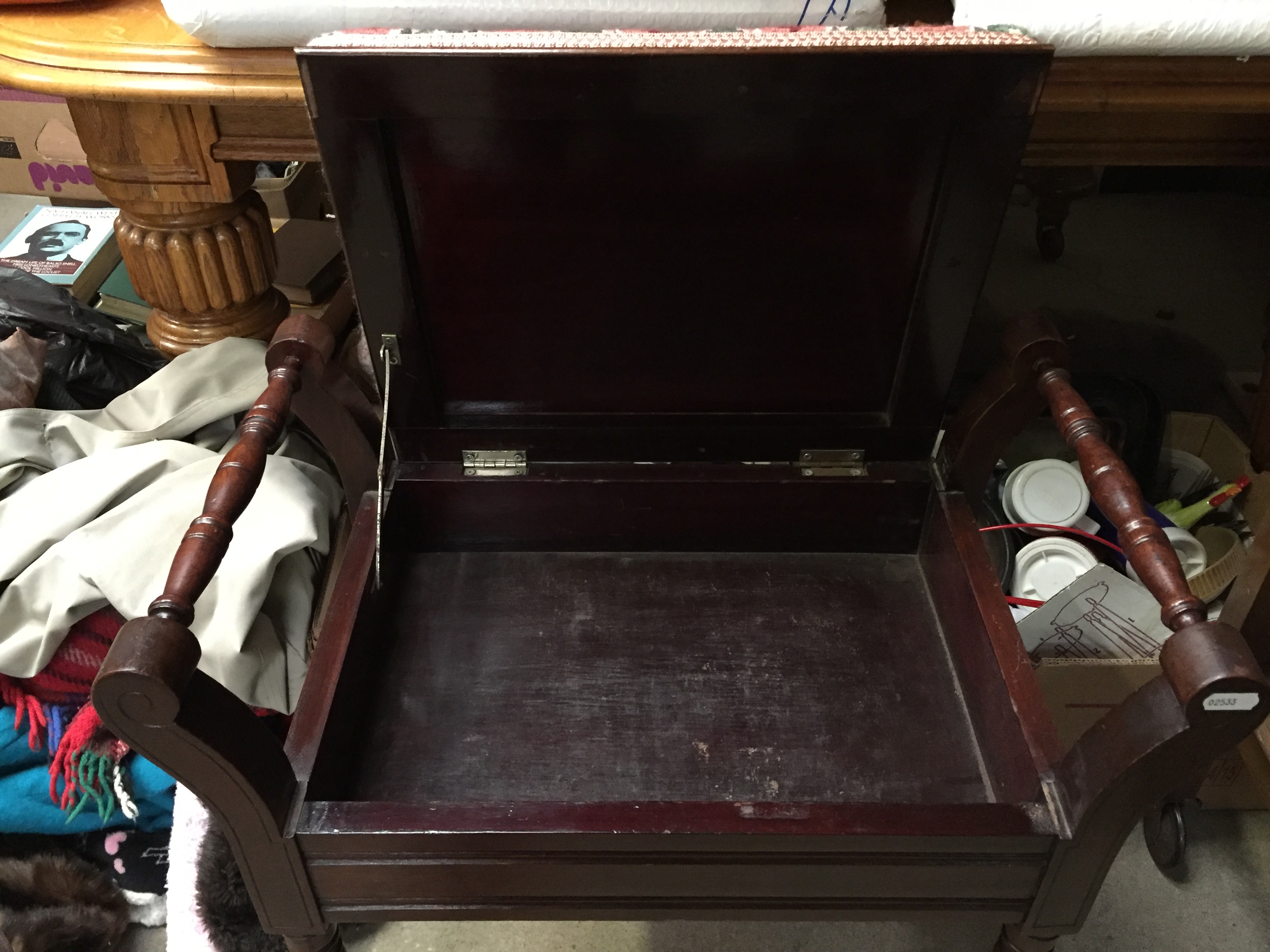 A Victorian mahogany piano stool with upholstered seat. - Image 2 of 2