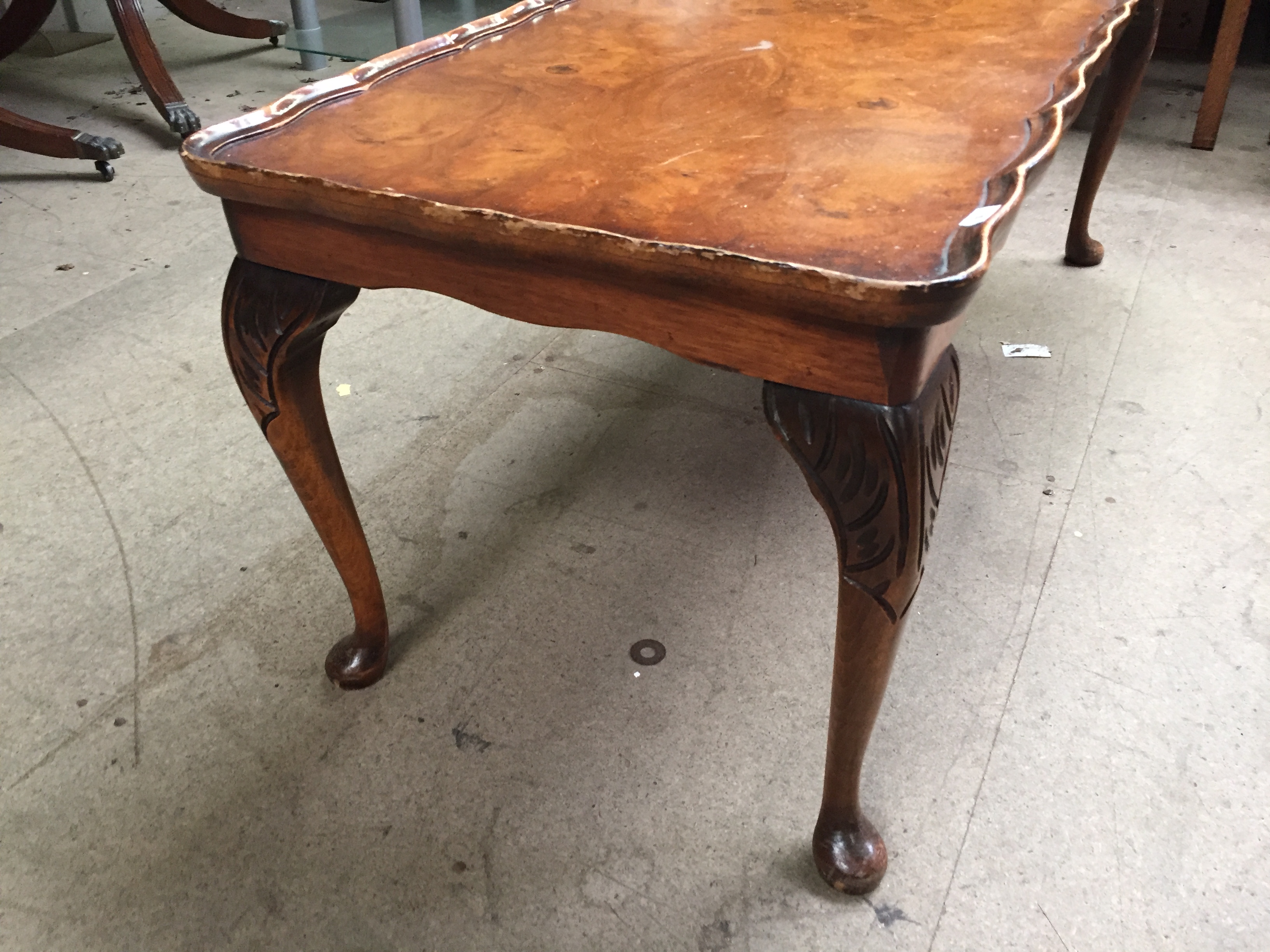 A pie crust coffee table with Queen Anne legs. - Image 2 of 2