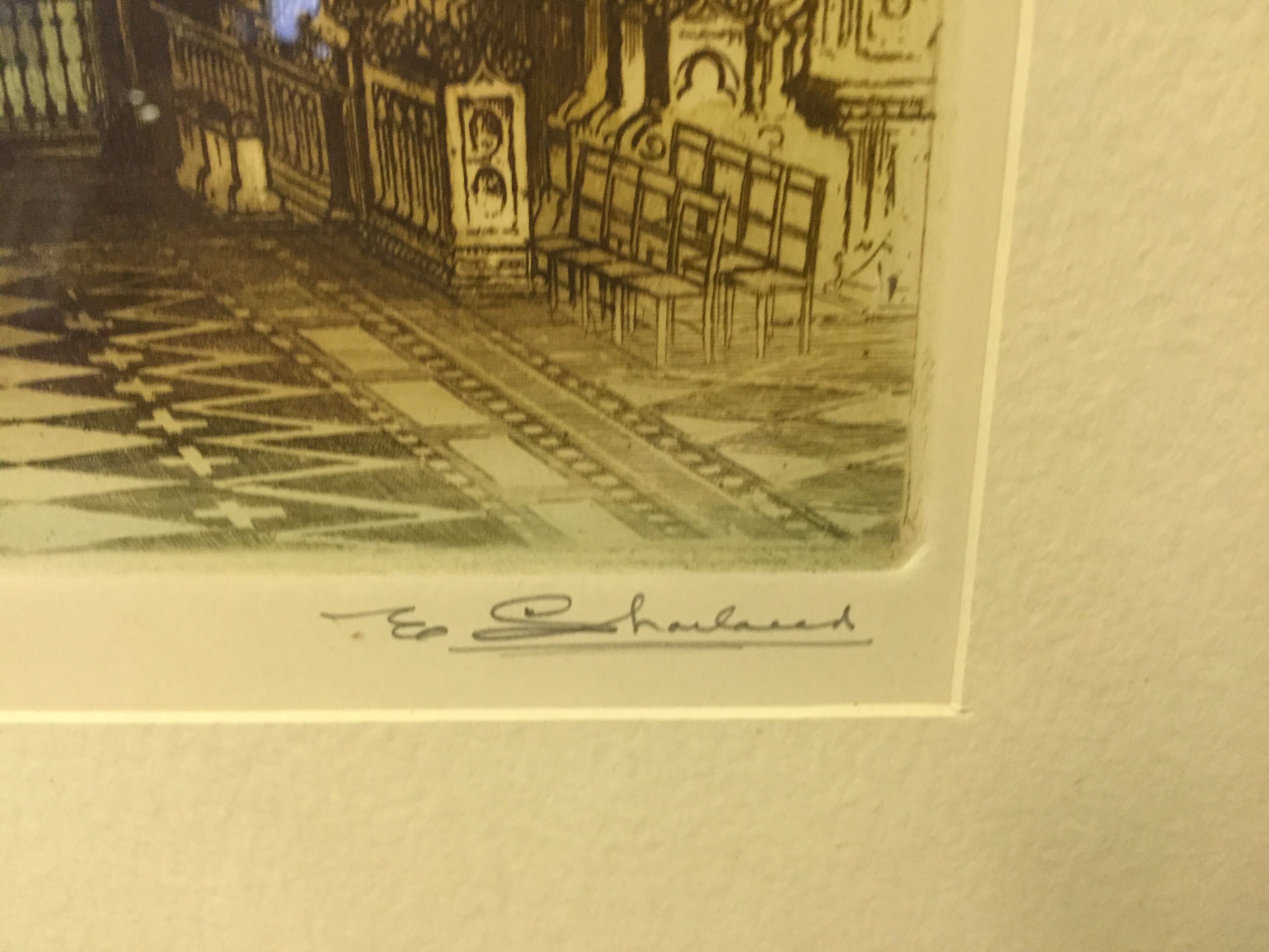 Salisbury Cathedral lithograph signed and one other signed. - Image 4 of 5