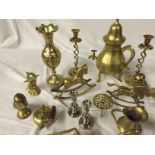 Various decorative brass figures.