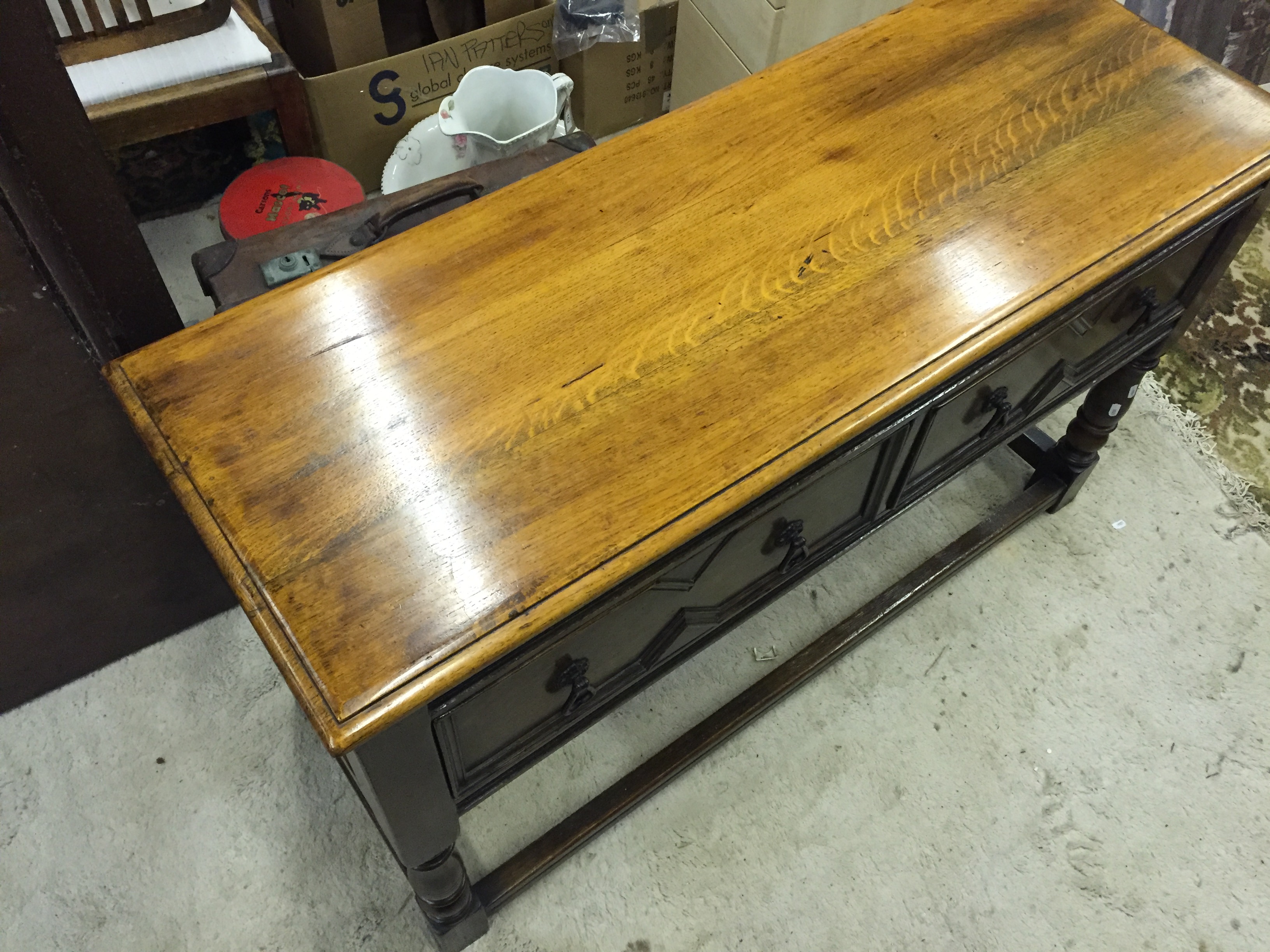 An office desk with three side drawers. - Image 4 of 5